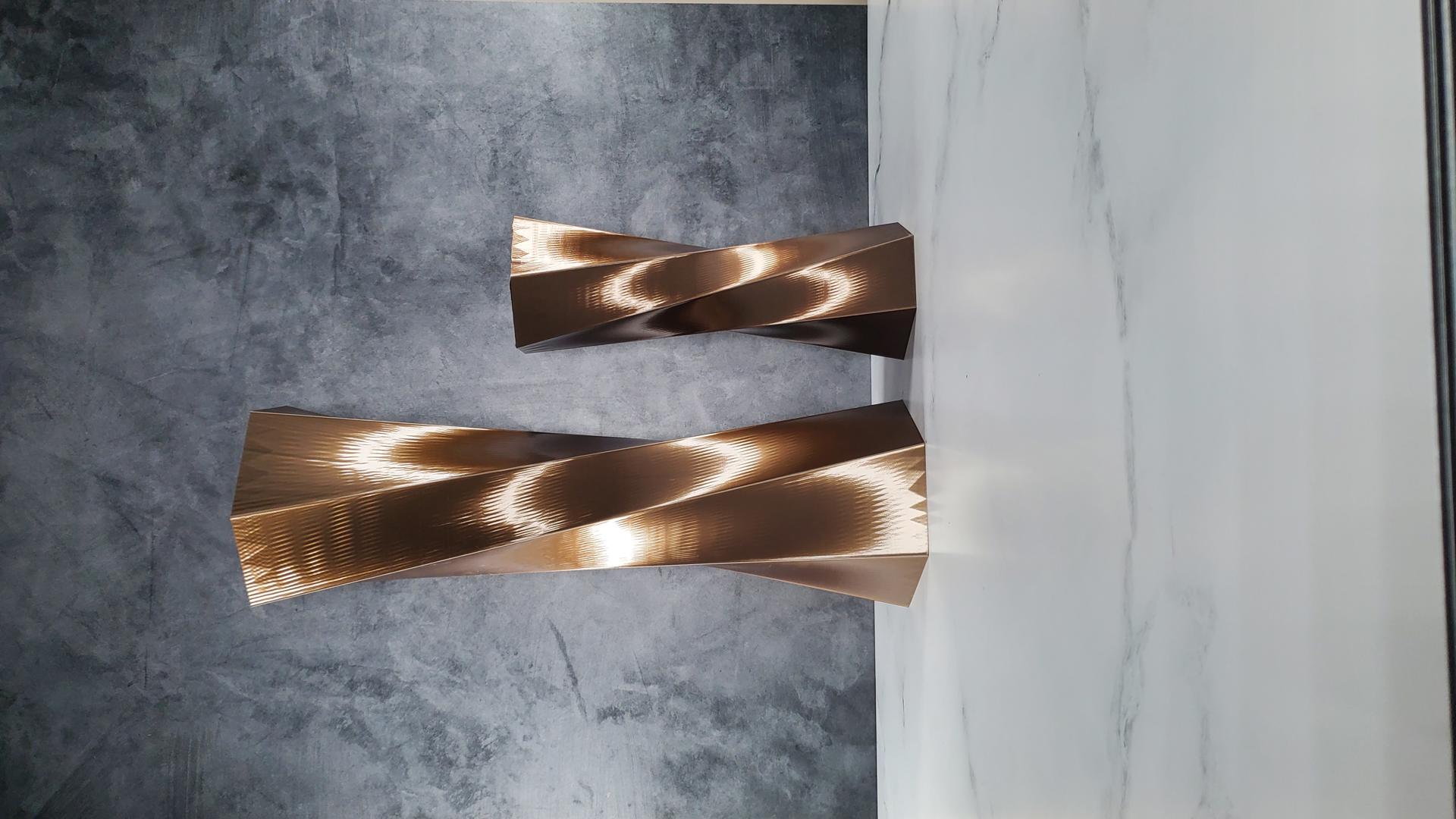 Bronze twisted modern vases pair