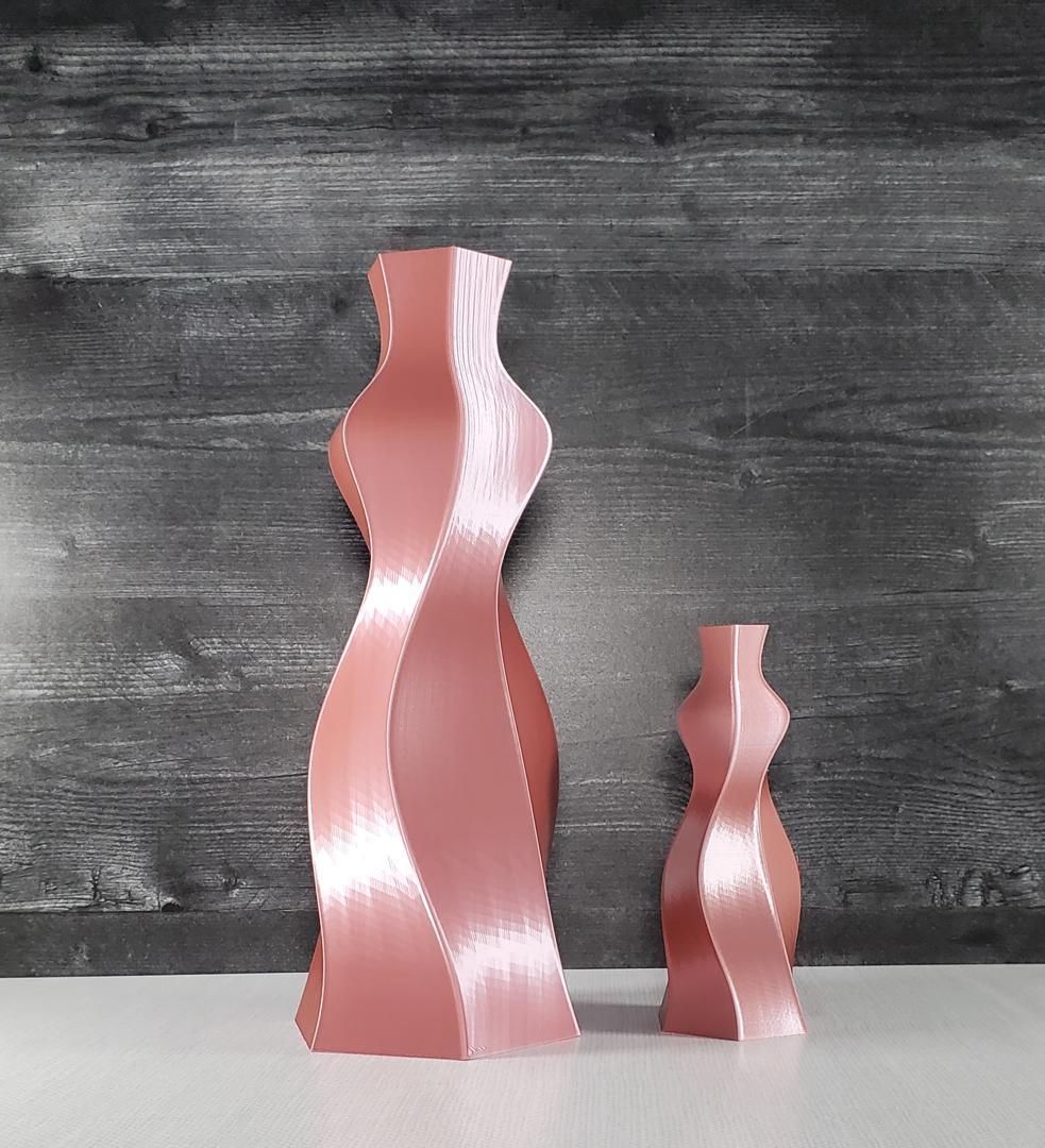 Pink twisted vases