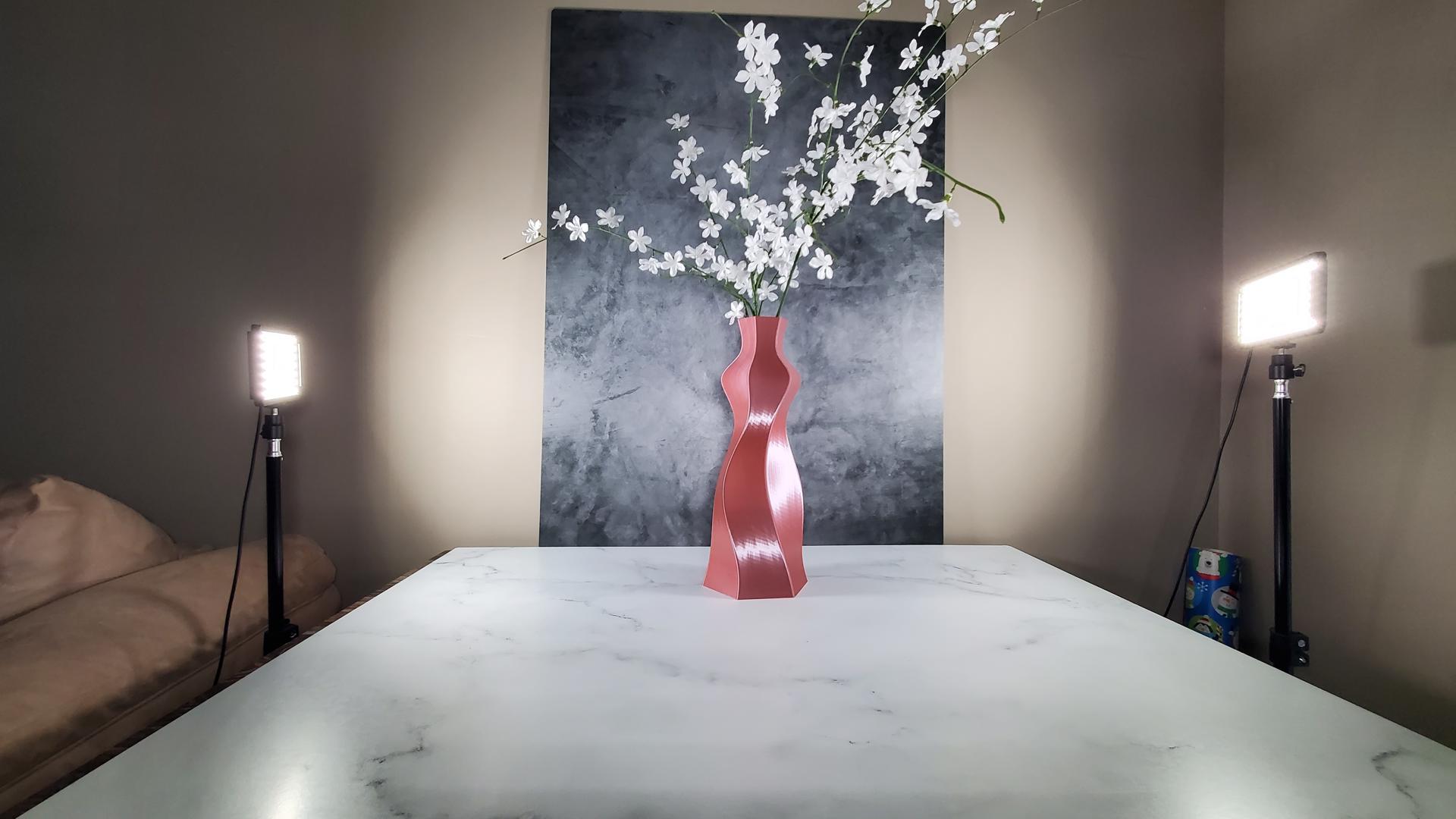 Red hourglass vase